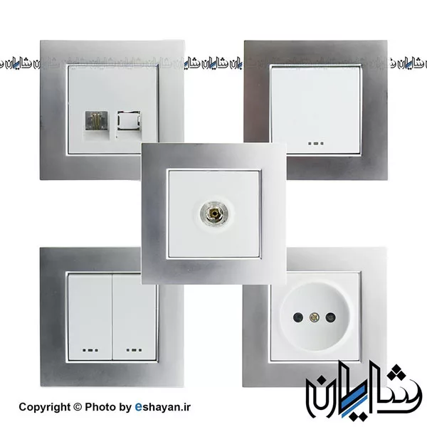 کلید و پریز دلند الکتریک مدل آسا نقره ای مات