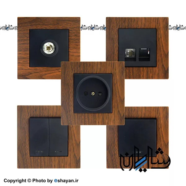 کلید و پریز مدل آسا طرح چوب دلند