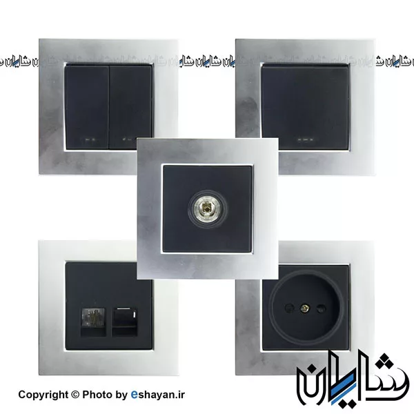 کلید و پریز دلند الکتریک نقره ای مات مدل آسا