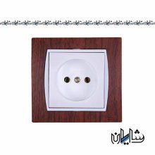 کلید و پریز پارت الکتریک مشکی با قاب آذین طرح چوب بازه سفید