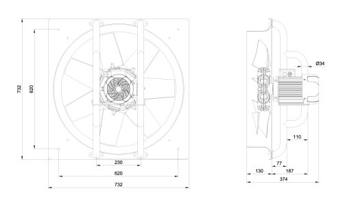 فن آکسیال صنعتی 60 سانت مولتی وینگ دمنده