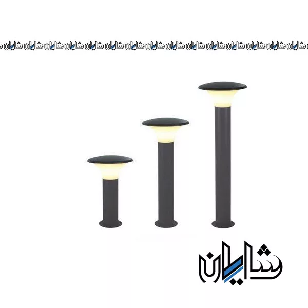 چراغ پارکی قارچی پایه دار 40 سانت بدنه طوسی EDC