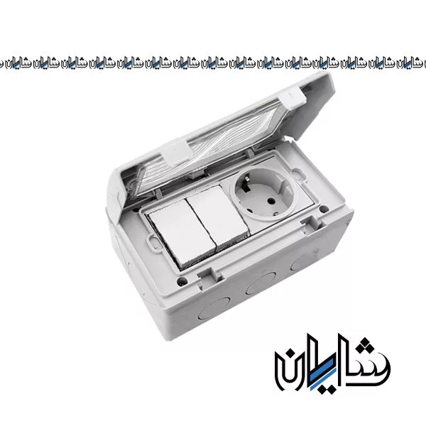 کلید دو پل+پریز روکار واترپروف پارس فانال مدل PF-2GSTS16A