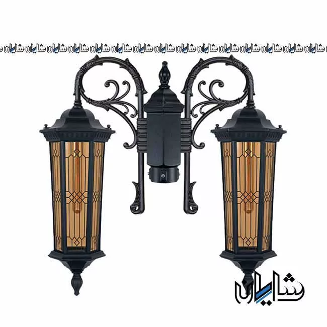 چراغ پارکی سه شاخه سورن طرح دار شاخه P سرپایین بدون پایه تکشیدفام