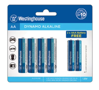 4 عدد باتری قلمی دیناموآلکالاین +2 نیم قلمی رایگان