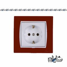 کلید و پریز پارت الکتریک مشکی با قاب اخرایی آذین بازه سفید