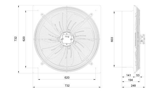 قیمت هواکش ایلکا هفت پر فلزی دمنده VIK-60G4S